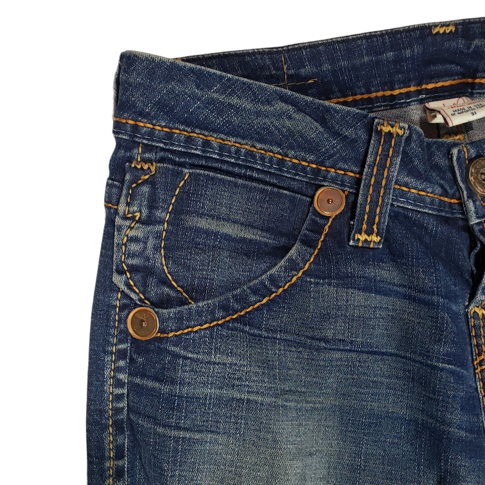 True Religion Jeans Size 31. Button Fly Low Rise Flare Thick Stitch - Picture 5 of 16